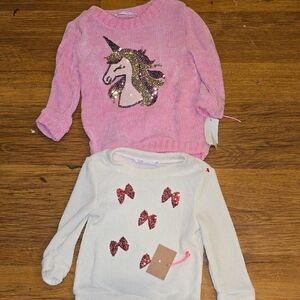 2 NWT Little Girls Sweaters Size 2t Super Cute